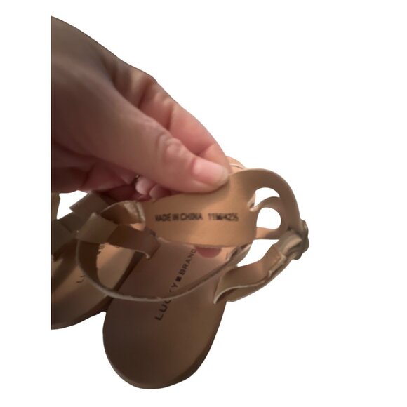 Lucky Brand Womens Beige Wedge Sandals With Textured Straps Size 11 - Picture 8 of 9